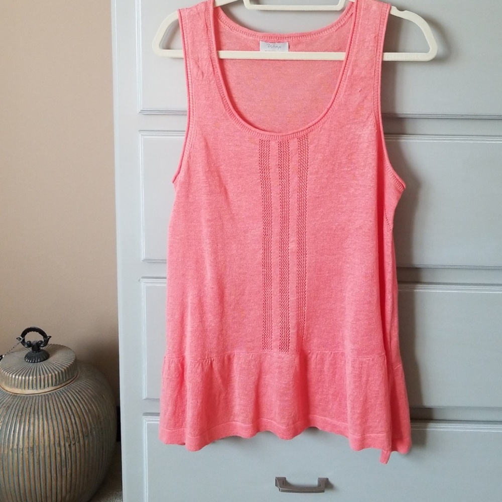 Wrap London coral coral linen sweater with peplum